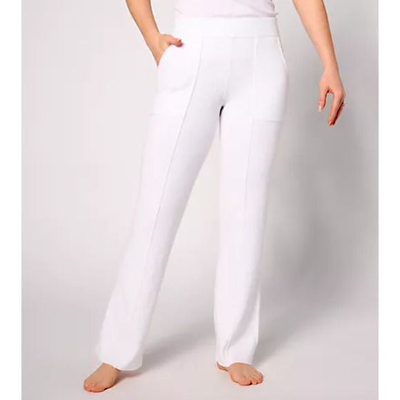 Barefoot Dreams Pants - Barefoot Dreams CozyChic Ultra Lite Ribbed Pintuck Pants Womens Large Tall White